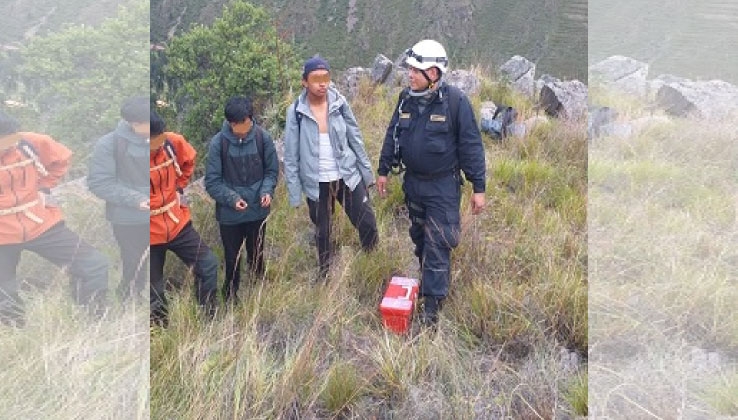Policía rescata a tres menores que se habían extraviado en cerro Cañón de Pumahuanca en Urubamba